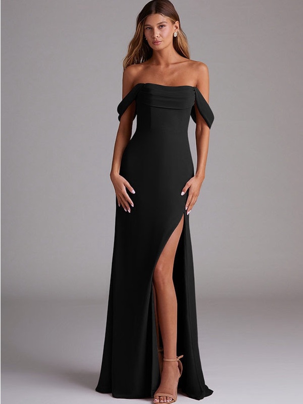 Azazie Black Sweetheart Maxi Dress with Wide Straps
